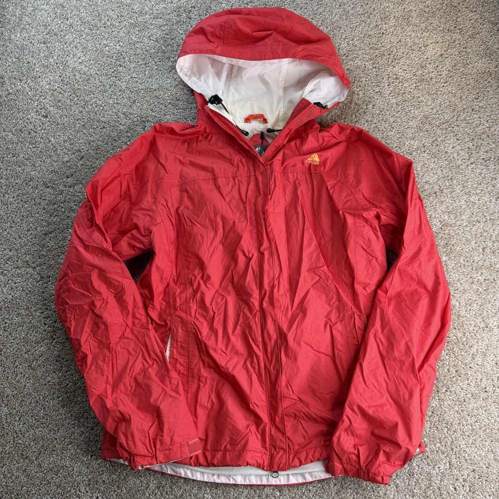 Nike ACG FitStorm Windbreaker Jacket Womens Medium Red Hooded Zip Lightweight